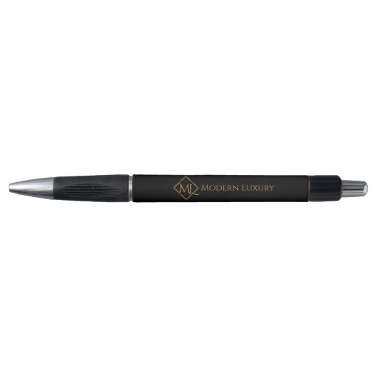 Stylo Logo Diamond| Noir et or (Devant)