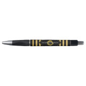 Stylo L'or et les rayures noires avec le rouge à lèvres (Devant)