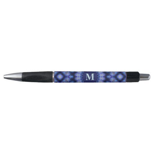 Stylo Mandala Bleu Violet Monogramme Nom (Devant)