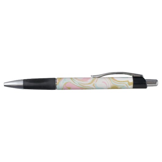 Stylo Marbre rose et or en encre Monogramme (Haut)