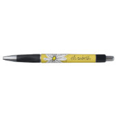 Stylo Marguerite lunaire jaune et blanc avec texte perso (Devant)