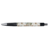 Stylo Mariage Fleurs Blanches Bleues Tropicales (Devant)