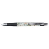 Stylo Mariage Fleurs Blanches Bleues Tropicales (Dos)