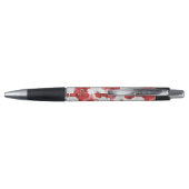Stylo Mariage Fleurs Rouges Blanches (Dos)