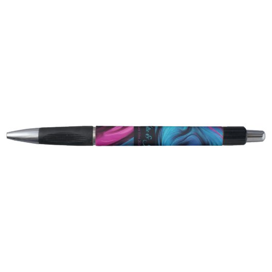 Stylo Mariage Moderne Abstrait- Bleu et Rose- (Devant)