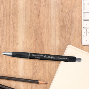 Stylo Mariage noir blanc Enregistrer la date