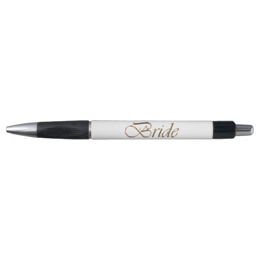 Stylo Mariée, écriture or élégant chic mariage blanc (Devant)