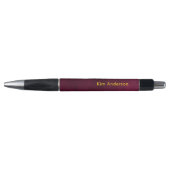 Stylo Marron Aspect Cuir avec Nom Personnalisable (Devant)