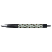 Stylo Marron foncé à micro-fleurs vert sauge (Devant)