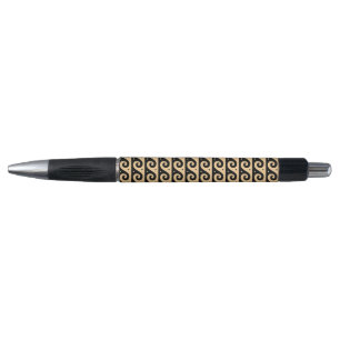 Stylo Méandre Grec, Motif de Vague Méditerranéen, Marron