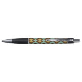 Stylo Moderne jaune bleu d'ikat tribal moderne (Dos)