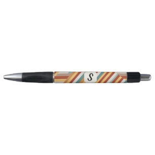 Stylo moderne Monogramme les années 70 géométrique