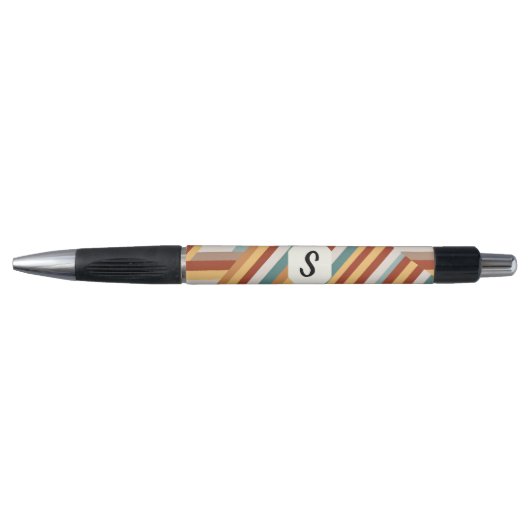 Stylo moderne Monogramme les années 70 géométrique (Devant)