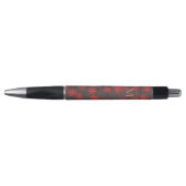Stylo Moderne Monogramme Rouge Feuille d'érable gris (Devant)