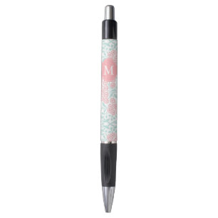Stylo Monnaie monogramme et Damas florales de corail