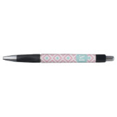 Stylo Monnaie monogramme et Motif Ikat rose (Devant)