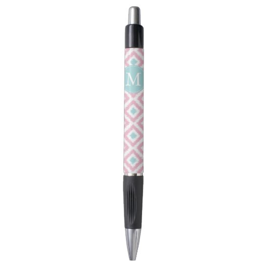 Stylo Monnaie monogramme et Motif Ikat rose (Devant (Vertical))