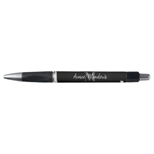 Stylo Monogramme Abstrait noir et blanc (Devant)