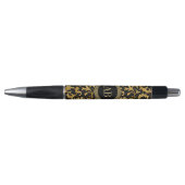 Stylo Monogramme Black Gold Classy Élégant Motif (Devant)