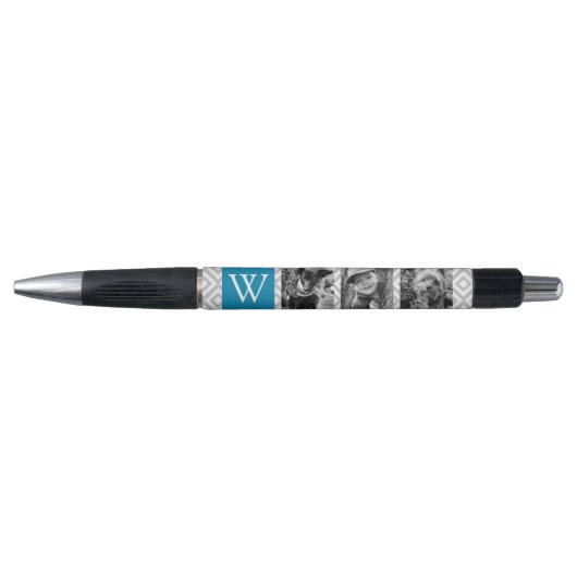 Stylo Monogramme bleu et collage photo (Devant)
