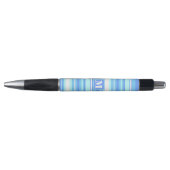 Stylo Monogramme ciel bandes bleues (Devant)