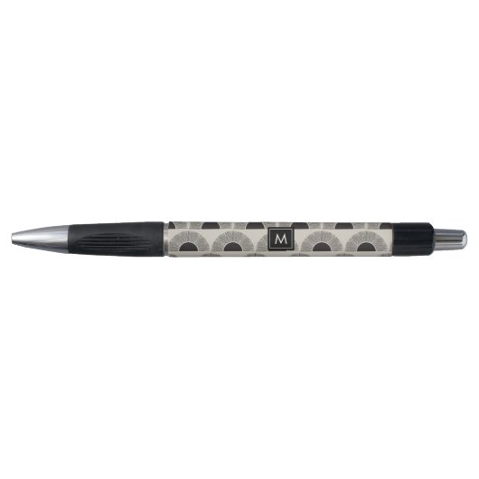 Stylo Monogramme d'art Abstrait moderne noir et beige Su (Devant)