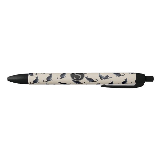 Stylo monogramme de chat noir (Bas)