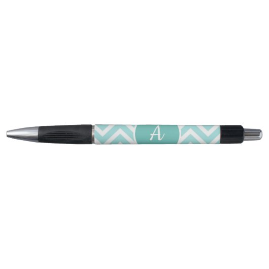 Stylo monogramme de chevron bleu (Devant)