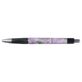 Stylo Monogramme de Parties scintillant Florale d'argent (Devant)