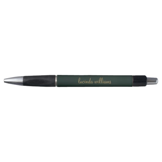 Stylo Monogramme de script or chic foncé moderne (Devant)