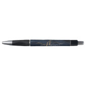 Stylo Monogramme de script or d'agate bleu marine (Devant)