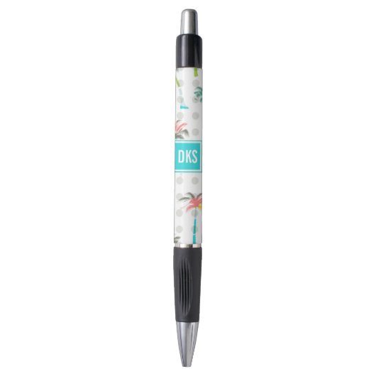 Stylo Monogramme des palmiers | d'aquarelle (Devant (Vertical))