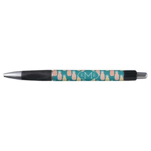 Stylo Monogramme du motif | de griffonnage d'ananas (Devant)