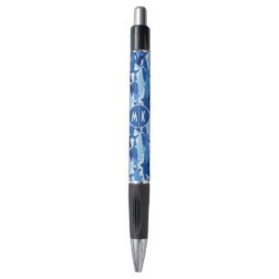 Stylo Monogramme du motif de requin bleu