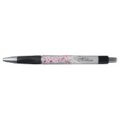 Stylo Monogramme en argent rose en fleurs de cerisier (Devant)