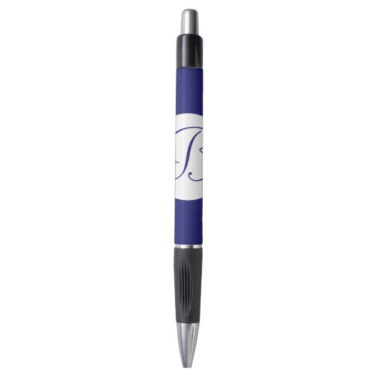 Stylo Monogramme en cercle bleu gras (Devant (Vertical))