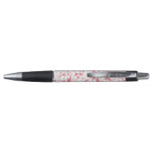 Stylo Monogramme Floral Rose Lumière Moderne Avec Nom (Dos)