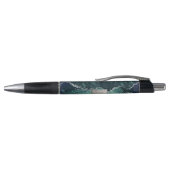 Stylo Monogramme géode de marbre paillettes argent vert (Haut)