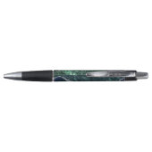 Stylo Monogramme géode de marbre paillettes argent vert (Dos)