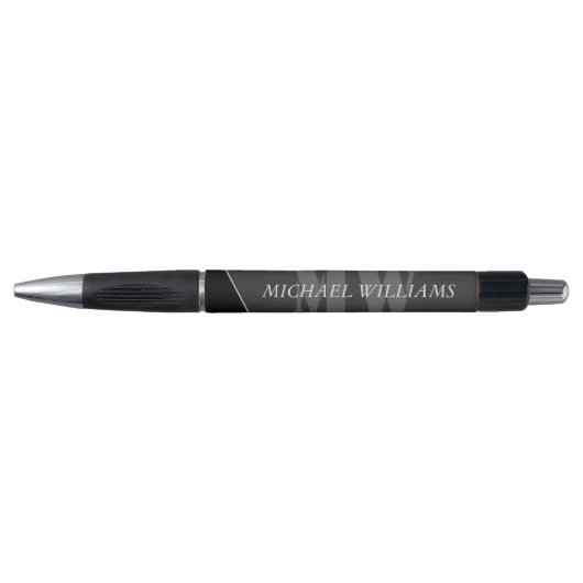 Stylo Monogramme gris noir artistique moderne (Devant)