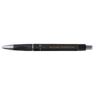 Stylo Monogramme Moderne Elegant Black Gold