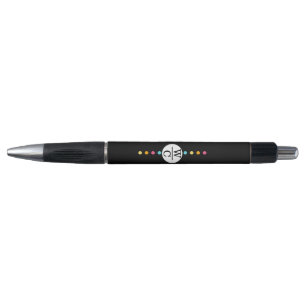 Stylo Monogramme Moderne Noir Blanc Nom Personnalisé C