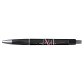 Stylo Monogramme noir Magenta rose Nom du script Style (Devant)