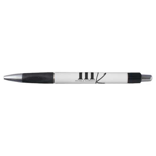 Stylo Monogramme noir minimaliste moderne (Devant)