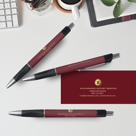 Stylo Monogramme noir rouge et or Promo d'affaires notai