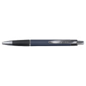 Stylo Monogramme Nom Bleu Nuit Blanc Modernes Rayures (Dos)