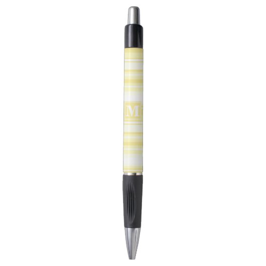 Stylo Monogramme rayures jaunes citron (Devant (Vertical))