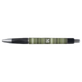 Stylo Monogramme rayures vert olive (Devant)
