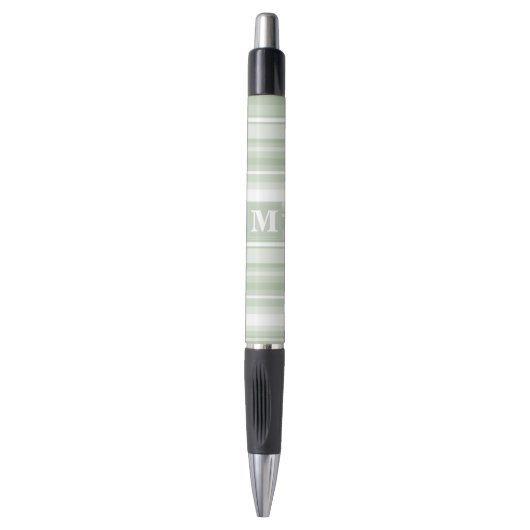 Stylo Monogramme rayures vert pâle (Devant (Vertical))