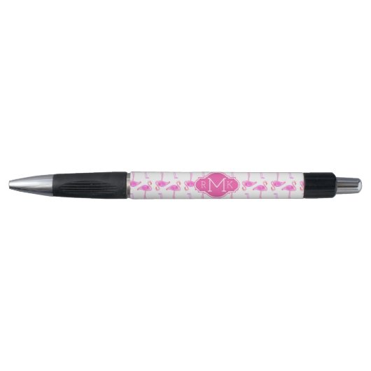 Stylo Monogramme rose du motif | de Flamant rose (Devant)